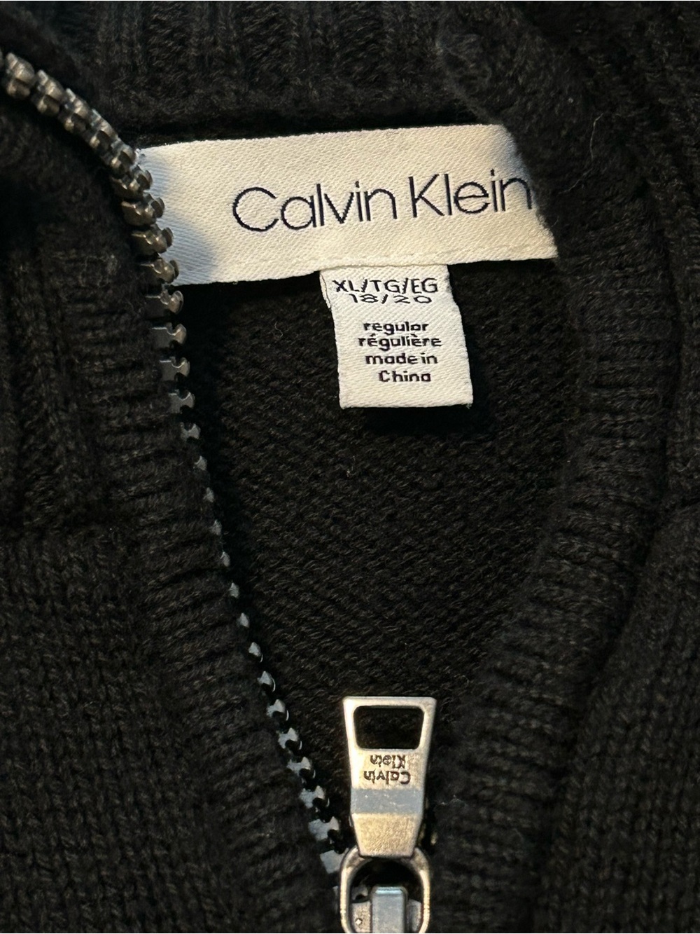 Calvin Klein Young Men’s Black Quarter-Zip Knit Sweater